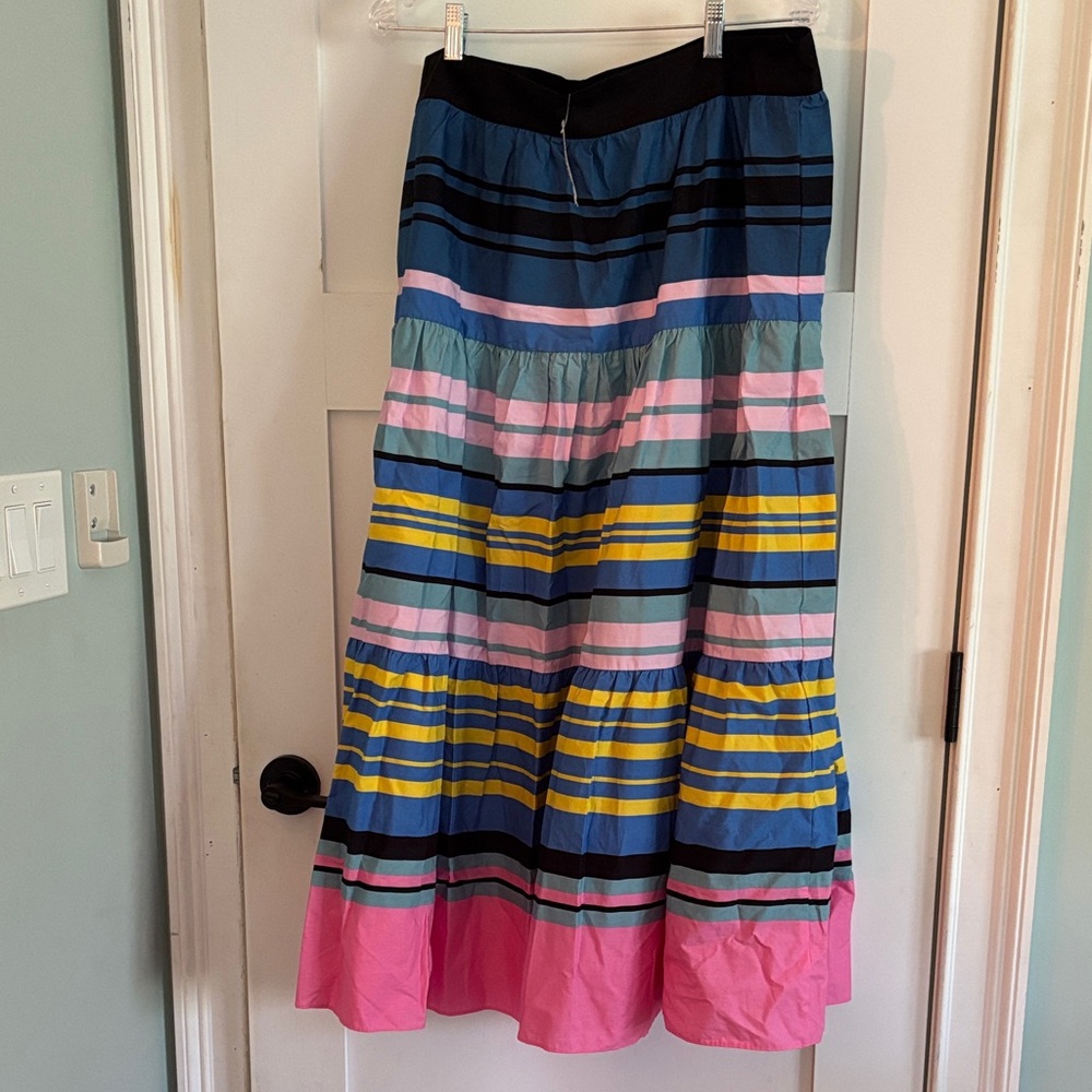 Striped Maxi Skirt with Black Waistband
